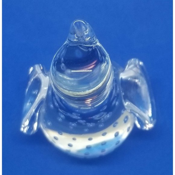 Hand Blown Penguin Bird Bullicante Controlled Bubbles Clear Glass Figurine - Picture 7 of 8
